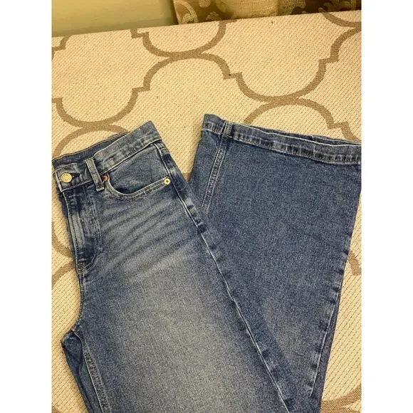 Gap High Rise Stride Ankle medium indigo wide leg jeans, size 25/ 0 - Picture 11 of 12